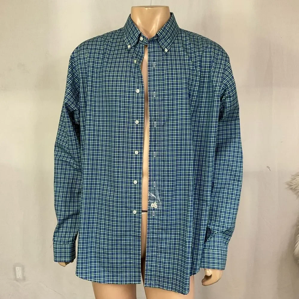 NEW Polo by Ralph Lauren Classic Fit Long Sleeve Blue Green Check Shirt XXL